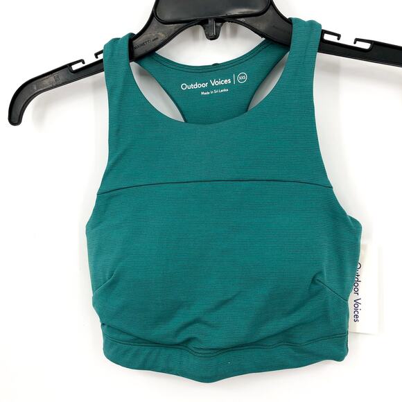 OUTDOOR VOICES Womens TechSweat Move Free Crop Top XXS Jasper Green Athletic NWT - Picture 1 of 5